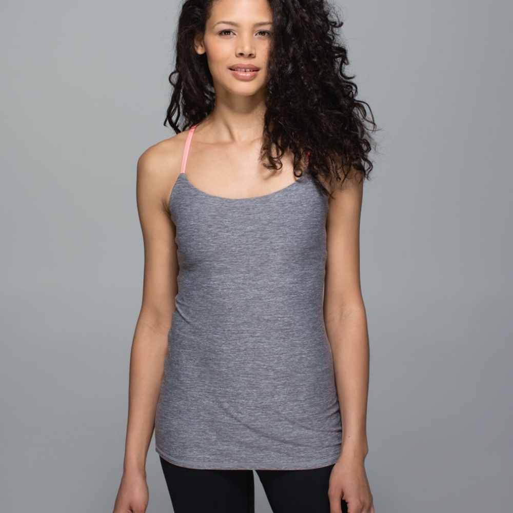 Lululemon Size 4 Dancing Warrior Tank Heathered Slate / Grapefruit